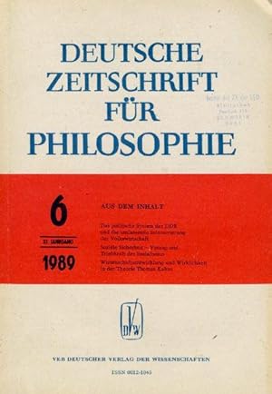 Deutsche Zeitschrift für Philosophie 37. Jg. Heft 6.