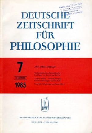 Deutsche Zeitschrift für Philosophie 33. Jg. Heft 7.