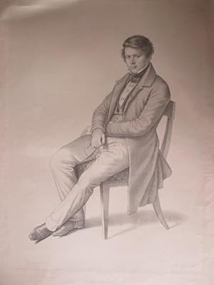 Seller image for Portrt. Ganzfigrliche Darstellung sitzend als "Hochschullehrer in Zrich". Lithographie von J.N. Strison nach W. Kaulbach, Blattgre: 52 x 42 cm, ohne Jahr (1839?). for sale by Antiquariat Michael Eschmann