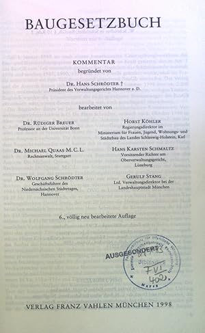 Bild des Verkufers fr Baugesetzbuch : Kommentar. zum Verkauf von books4less (Versandantiquariat Petra Gros GmbH & Co. KG)