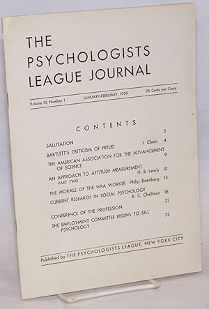The Psychologists League journal, a bi-monthly publication of The Psychologists League, New York ...