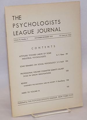 The Psychologists League journal, a bi-monthly publication of The Psychologists League, New York ...