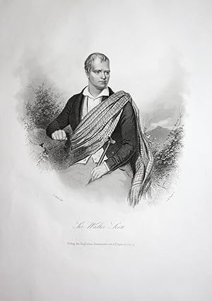 Bild des Verkufers fr Sir Walter Scott" - Walter Scott Dichter poet Schriftsteller writer Portrait steel engraving zum Verkauf von Antiquariat Steffen Vlkel GmbH