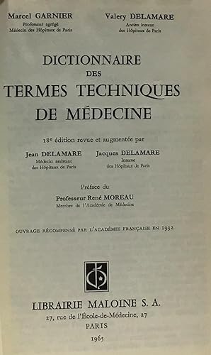 Dictionnaire des termes techniques de médecine - 18e édition