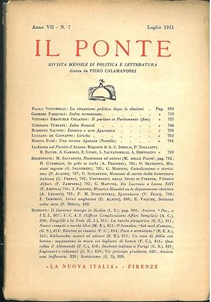 Il Ponte. Rivista mensile di politica e letteratura. Anno VII, N° 7. Luglio.