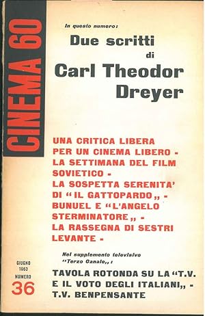 Cinema 60. Mensile di cultura cinematografica. Anno IV, N° 36. Due scritti di Theodor Dreyer.