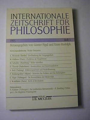 Image du vendeur pour 1 / 1993 - Internationale Zeitschrift Fr Philosophie Heft 1 1993 - Schwerpunktthema Walter Benjamin mis en vente par Antiquariat Fuchseck