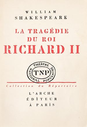Immagine del venditore per La tragedie du roi Richard II venduto da Livreavous