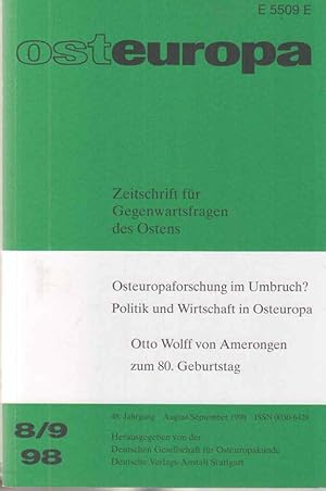 8/9 / 1998. osteuropa. Zeitschrift für Gegenwartsfragen des Ostens. 48. Jahrgang. (Doppelheft).