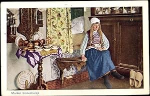 Ansichtskarte / Postkarte Porträt einer holländischen Frau, Marker binnenhuisje