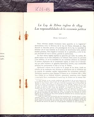 Imagen del vendedor de LE LEY DE POBRES INGLESA DE 1834: LAS RESPONSABILIDADES DE LA ECONOMIA POLITICA a la venta por Libreria 7 Soles