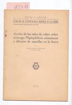 Seller image for ACCION DE LAS SALES DE COBRE SOBRE EL HONGO PHYTOPHTHORA CINNAMOMI Y DIFUSION DE AQUELLAS EN LA TIERRA for sale by Libreria 7 Soles