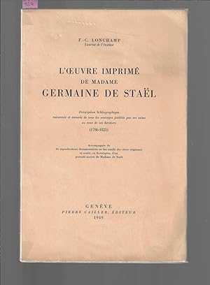 L'oeuvre imprimé de Madame Germaine de Staël