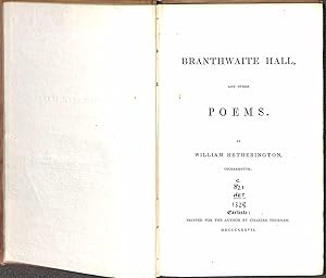 Bild des Verkufers fr Branthwaite Hall and Other Poems zum Verkauf von WeBuyBooks