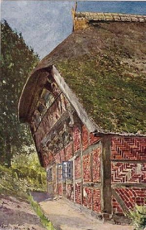 Hufnerhaus in Curslack. Farbige Ansichtskarte nach einem Aquarell von Hermann Haase, um 1910. Ung...