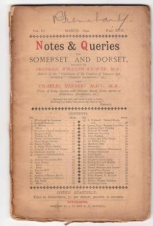 Notes & Queries for Somerset and Dorset