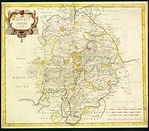 1695 Original Antique Map of WARWICKSHIRE Robert Morden Rare 1st Issue COLOUR