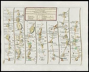 1719 - Antique Road Map LONDON to BARNSTABLE Devonshire Somerset (22)