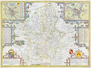 1676 Original Antique Map - STAFFORDSHIRE by John Speed Bassett & Chiswell