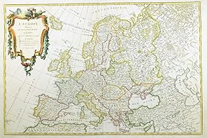 1762 - Original Decorative Antique Map of EUROPE Iceland to Caspian by Janvier