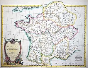 1773 - Original Antique Map FRANCE GAULE GAUL GALLIA in ROMAN TIMES by Bonne