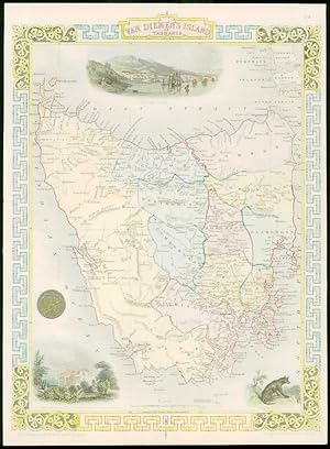 1850 Antique Map Australia "VAN DIEMEN'S ISLAND TASMANIA" TALLIS - COLOUR (5)