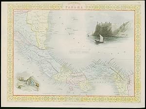 1850 - Original Antique Map of "ISTHMUS OF PANAMA" by TALLIS FULL COLOUR (46)