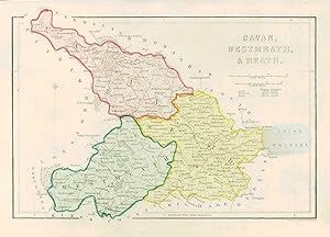 1840 IRELAND - Original Antique Map of CAVAN WEST MEATH & MEATH (005)