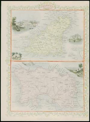 1850 Antique Map of "CHANNEL ISLANDS" Jersey Guernsey TALLIS - FULL COLOUR (8)