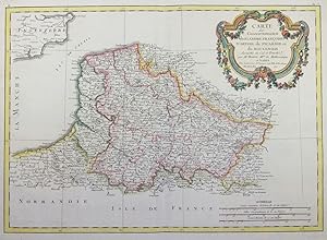 1771 - Antique Map FRANCE regions of PICARDY ARTOIS FRENCH FLANDERS Normandy