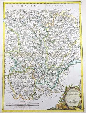 1771 Antique Map FRANCE Regions BOURGOGNE BURGUNDY LYONNAISE FRANCHE-COMTE