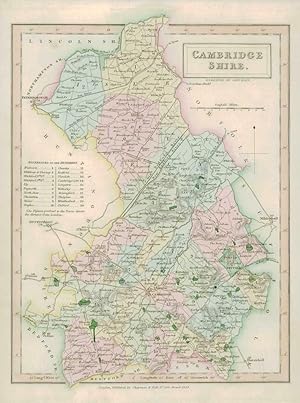 1833 Original Antique Colour Map of CAMBRIDGESHIRE by Chapman & Hall