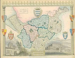 1837 ORIGINAL ANTIQUE Decorative MAP - CHESHIRE by Thomas Moule Hand Colour