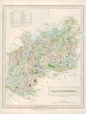 1833 Original Antique Colour Map of GLOUCESTERSHIRE by Chapman & Hall