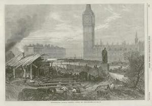 Seller image for 1867 Antique Print - LONDON WESTMINSTER METROPOLITAN DISTRICT RAILWAY WORKS (203 for sale by Antique Paper Company