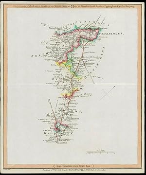 1806 Antique Road Map MIDDLESEX HERTFORDSHIRE BEDFORDSHIRE HUNTS NORTHANTS (24)