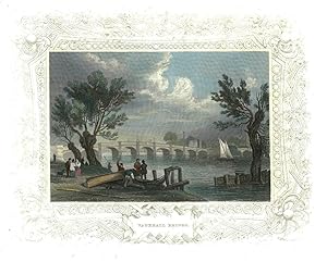 Seller image for 1840 - LONDON Antique Print View from VAUXHALL BRIDGE River Thames COLOUR (15) for sale by Antique Paper Company