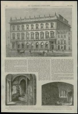 Seller image for 1868 LONDON Pall Mall Junior Carlton Club Bloody Tower Basement Chamber (245) for sale by Antique Paper Company