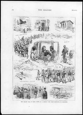Seller image for 1875 Antique Print - SPAIN CIVIL WAR BARCELONA ZARAGOZA RAILWAY CARLISTS (192) for sale by Antique Paper Company