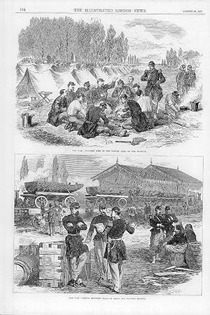 Seller image for 1870 FRANCO PRUSSIAN WAR SOLDIERS MESS French Camp Moselle MILITARY TRAIN (076) for sale by Antique Paper Company