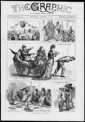 Immagine del venditore per 1878 - Antique Print FRANCE Paris All World Men Cart Ladies Book Dining (068) venduto da Antique Paper Company