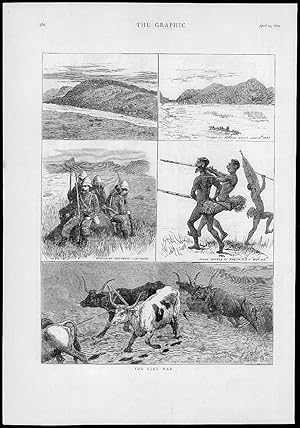 Seller image for 1879 - Antique Print SOUTH AFRICA Zulu War Rorkes Drift Outpost Warriors (258) for sale by Antique Paper Company