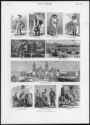 Seller image for 1882 Antique Print - CENTRAL AMERICA MEXICO APACHE INDIANS CATHEDRAL (233) for sale by Antique Paper Company