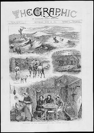 Seller image for 1879 - Antique Print AMERICA Territories Cowboys Indians Horses Dogs (127) for sale by Antique Paper Company