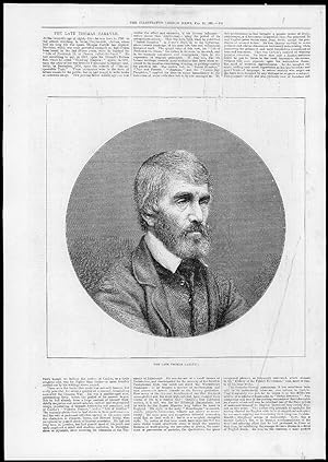 Seller image for 1881 Antique Print - PORTRAIT Thomas Carlyle Writer Frasers Magazine (175) for sale by Antique Paper Company