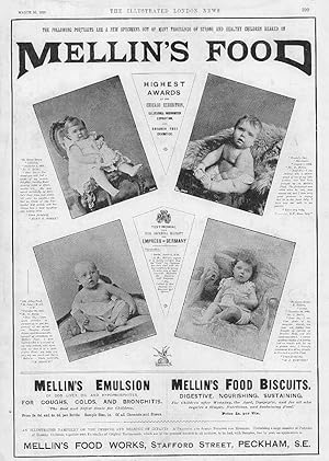 Image du vendeur pour 1895 Antique Print - ADVERTISING Mellins Food Emulsion Biscuits Babies (04) mis en vente par Antique Paper Company