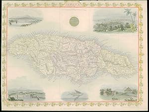 1850 - RARE Original Antique Map "JAMAICA" by TALLIS FULL COLOUR (42)