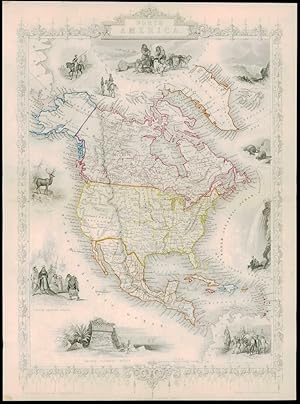 1850 Rare Original Antique Map - "NORTH AMERICA" USA Canada Mexico (dw19)