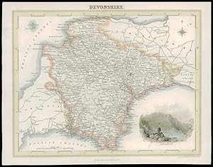 c1831 - Antique Map of DEVONSHIRE Exeter J & C Walker Babicombe Bay (DLM16)