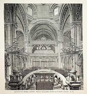 HANNOVER, Neue Synagoge Innenansicht ca. 1870 Niedersachsen